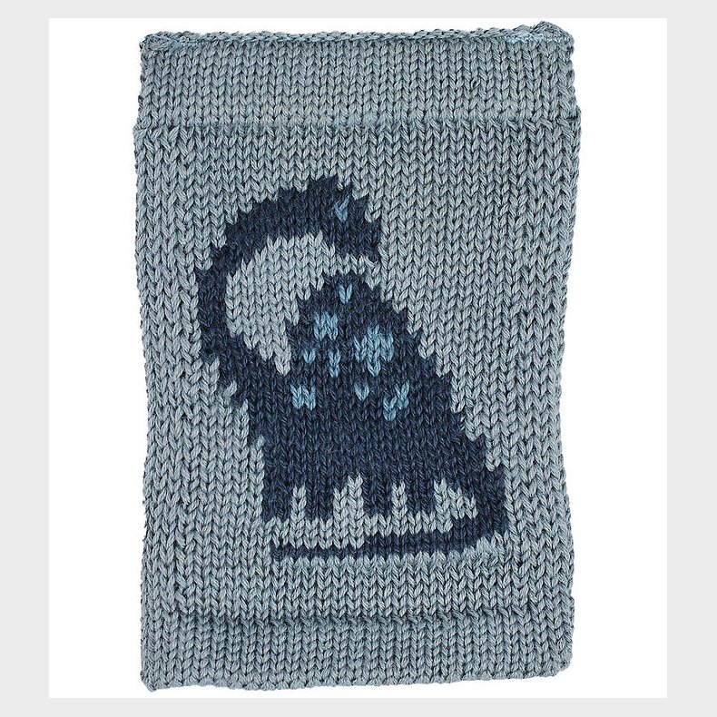 Smallstuff Strikket Flag - Dinosaur - Bl� Motiv