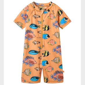 Smfolk Badeheldragt - UV50+ - Papaya m. fisk