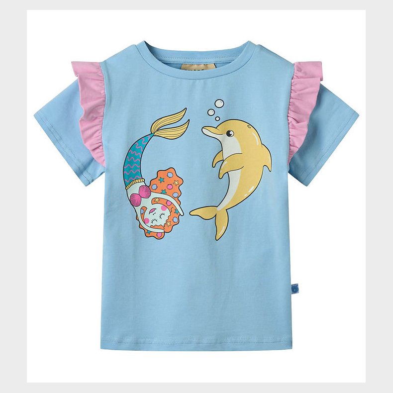 Smfolk T-shirt - Soft Sky m. Havfrue Og Delfin