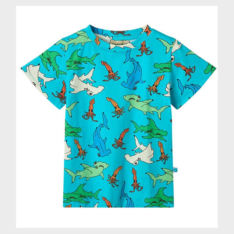 Smfolk T-shirt - Blue Atoll m. Hammerhajer