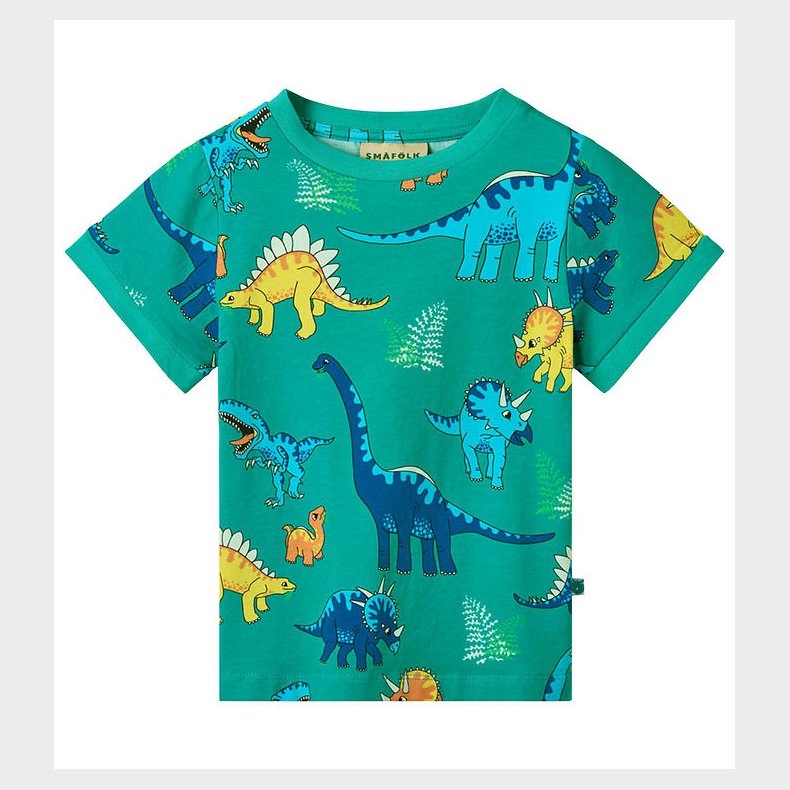 Smfolk T-shirt - Teal m. Dinosaurer