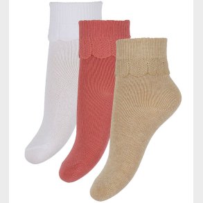 Konges Sljd Strmper - 3-pak - Frill - Sand/Optic White/Raspber