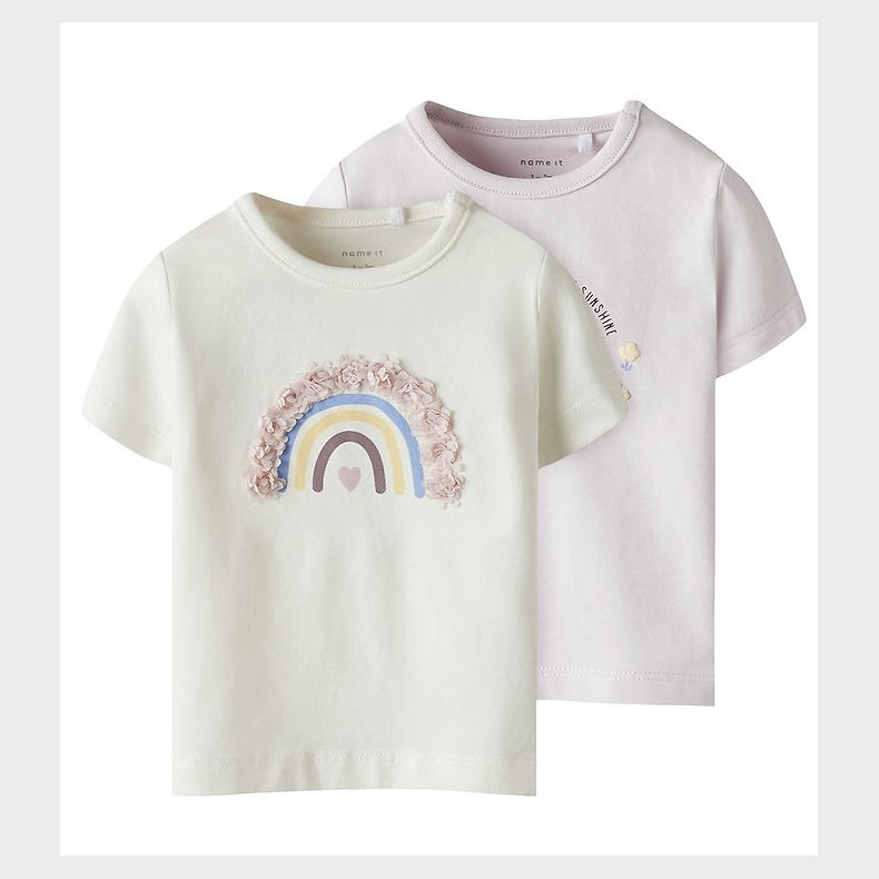 Name It T-shirt - NbfFines - 2-pak - Cloud Dancer/Light Lila