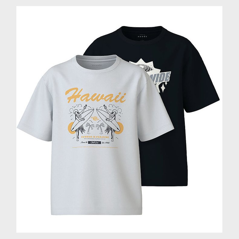 Name It T-shirt - NkmVilogo - 2-pak - Black/Bright White