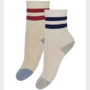 Konges Sljd Strmper - 2-pak - Rib - Off White/Multi Strip