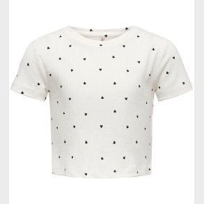 Kids Only T-shirt - KogBella - Rib- Cloud Dancer/Black Hearts