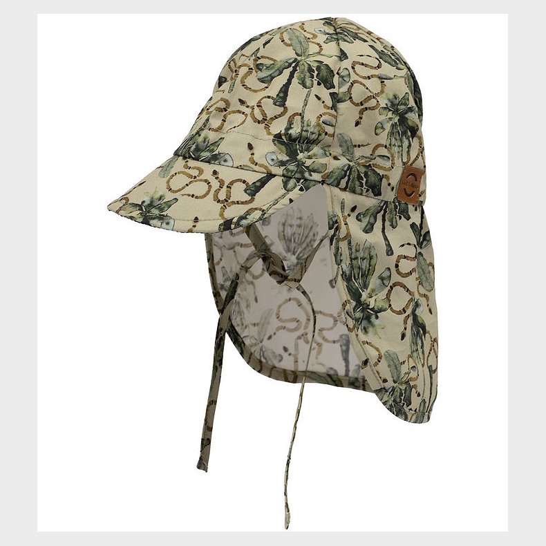 Mikk-Line Solhat - Long Neck - UV50+ - Gray Green m. Print