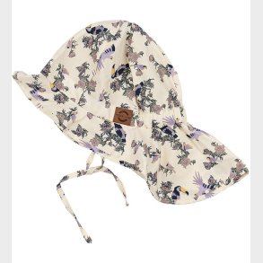 Mikk-Line Solhat - Long Neck - UV50+ - White Swan m. Blomster