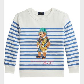 Polo Ralph Lauren Sweatshirt - Bl�/Hvid Stribet m. Bamse