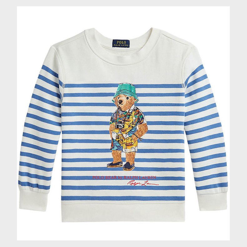 Polo Ralph Lauren Sweatshirt - Bl�/Hvid Stribet m. Bamse