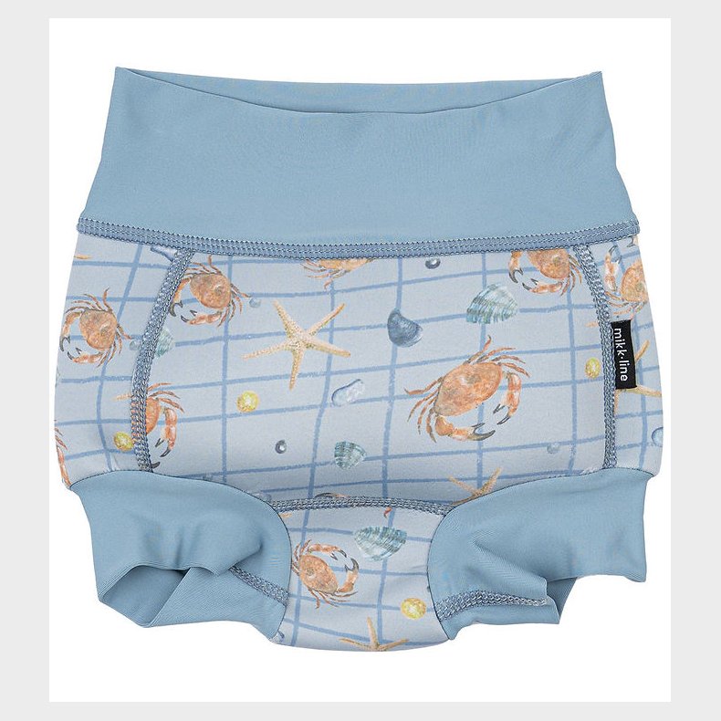 Mikk-Line Blebadebukser - UV50+ - Faded Denim m. Tern/Print