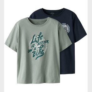 Name It T-shirt - NkmVagno - 2-pak - Slate Gray/Navy blazer