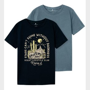 Name It T-shirt - NkmHansi - 2-pak - Navy Blazer/Blue Mirage