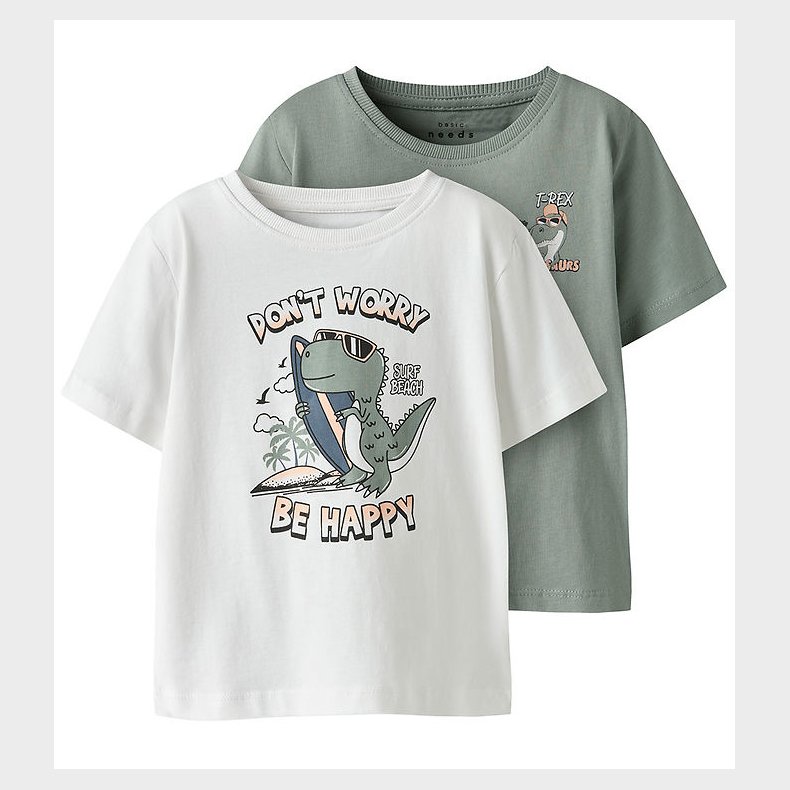 Name It T-shirt - NmmVagno - 2-pak - Slate Gray/Bright White