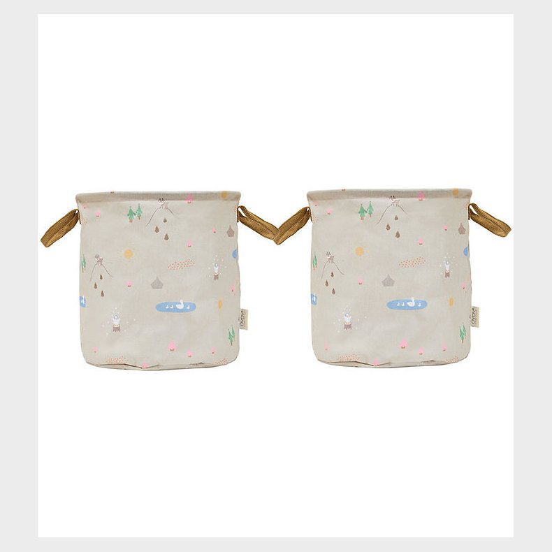 OYOY Opbevaringskurve - 2-pak - Deer & Duck - Medium - Beige