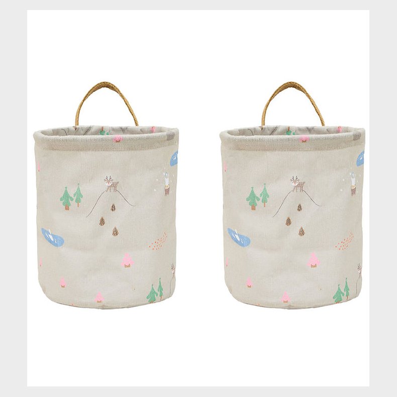 OYOY Opbevaringskurve - 2-pak - Deer & Duck - Small - Beige