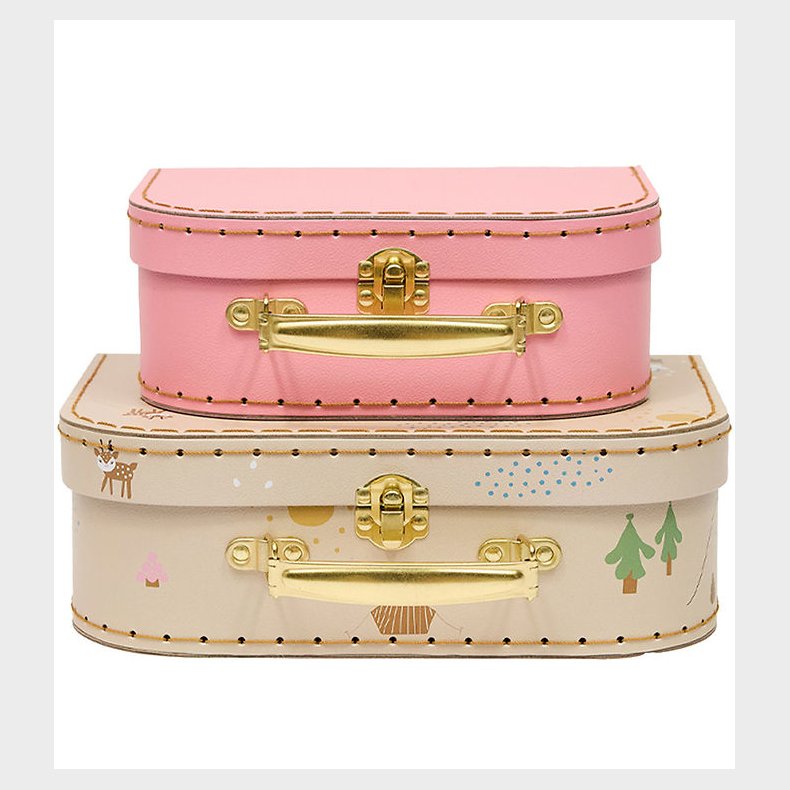 OYOY Kufferts�t - 2-pak - Deer & Duck - Camel/Rose