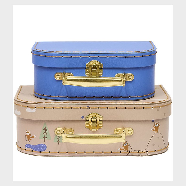 OYOY Kuffertst - 2-pak - Fox - Beige/Blue