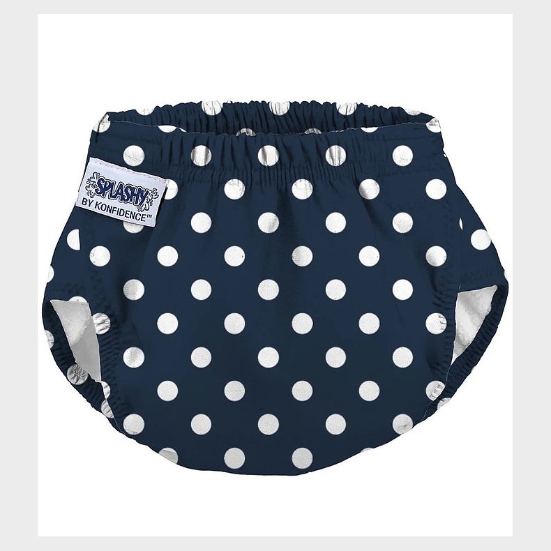 Konfidence Blebadebukser - e-Flex Splashy - Polka Navy/White Spo