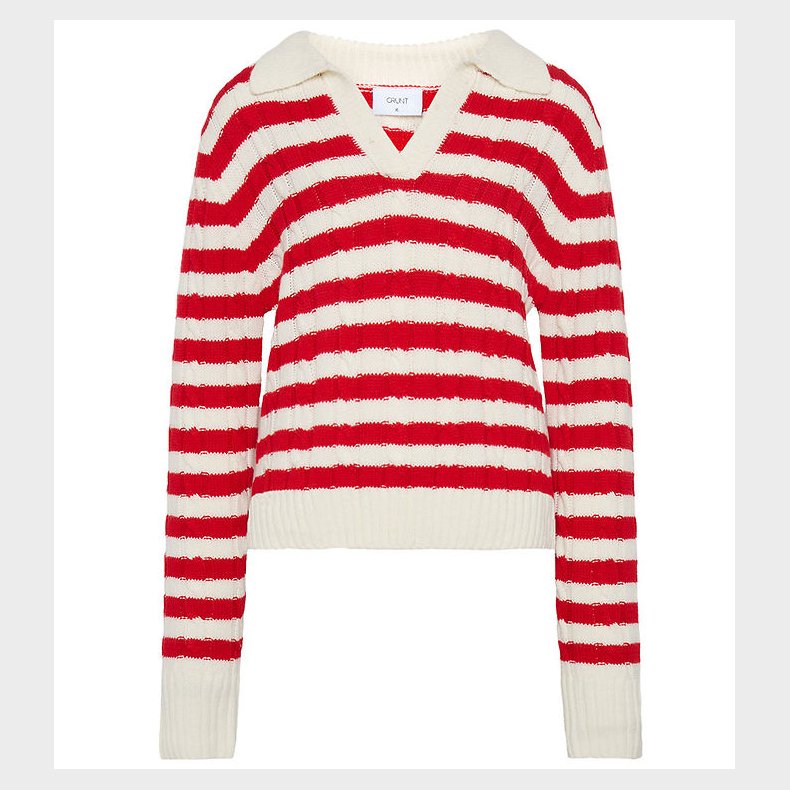 Grunt Polobluse - Strik - Fany - Off White/Rd