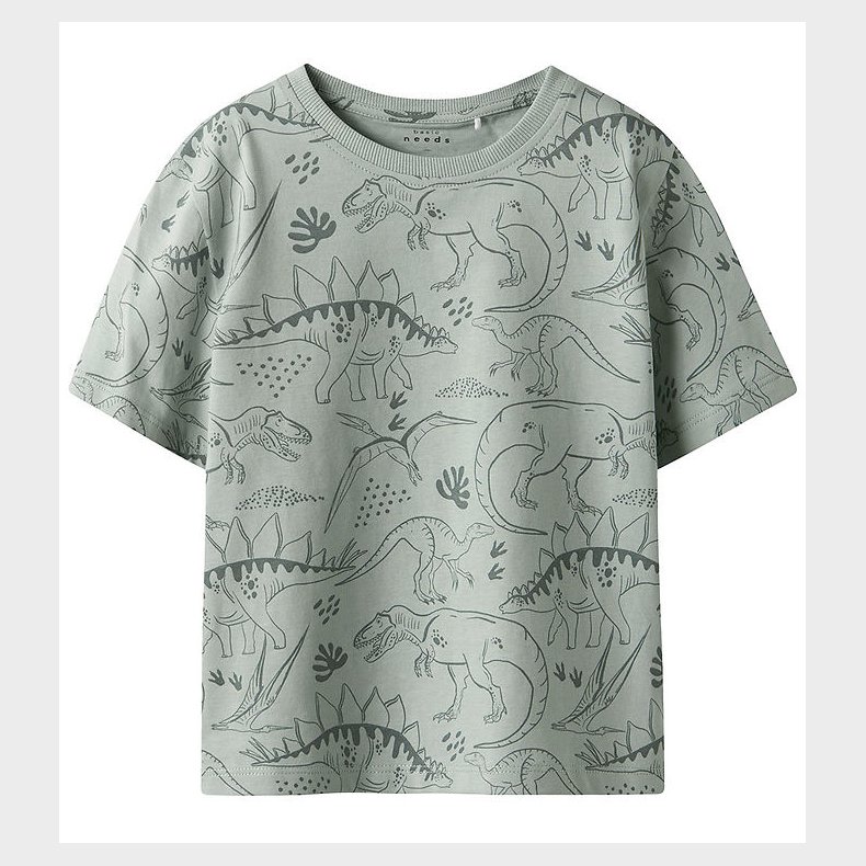 Name It T-shirt - NmmValther - Aqua Gray/Tone Dino