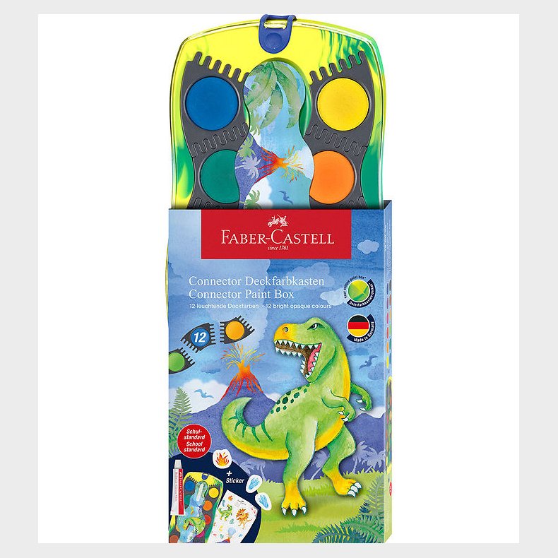 Faber-Castell Vandfarve - Dinosaur - 12 Farver + Chinese White