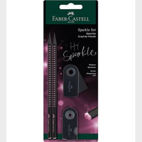 Faber-Castell Blyantst - Sparkle - 4 Dele - Black Midnight Rose