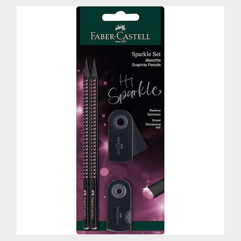 Faber-Castell Blyantst - Sparkle - 4 Dele - Black Midnight Rose