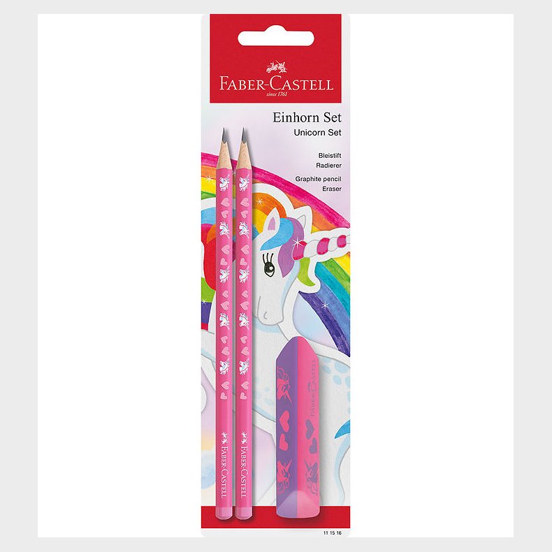 Faber-Castell Blyantst - 2 Blyanter + Viskelder - Unicorn