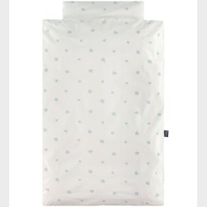 N�rgaard Madsens Senget�j - Baby - Hvid m. Bl� Blomster