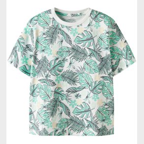 Name It T-shirt - NkmValmas - Bright White/Green Leaf