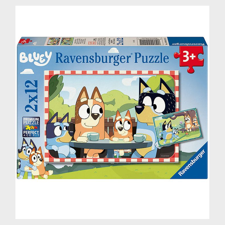 Ravensburger Puslespil - 2x12 Brikker - Bluey