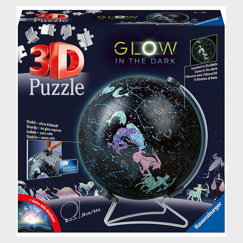 Ravensburger Puslespil - 3D - 180 Brikker - Glow Dark Starglobe