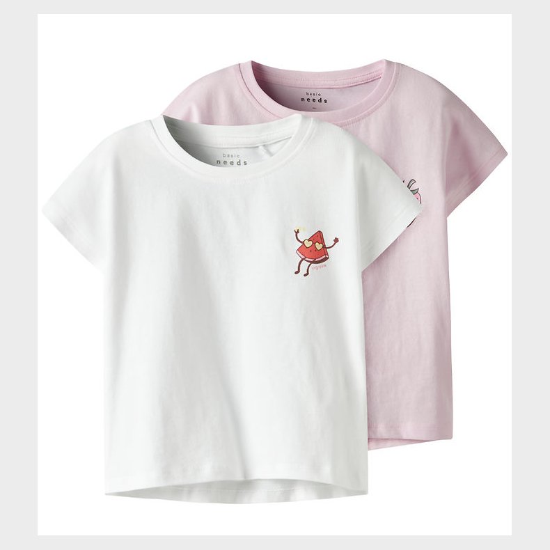 Name it T-shirt - 2 Pak - NmfVarutti - Ballerina/Bright White