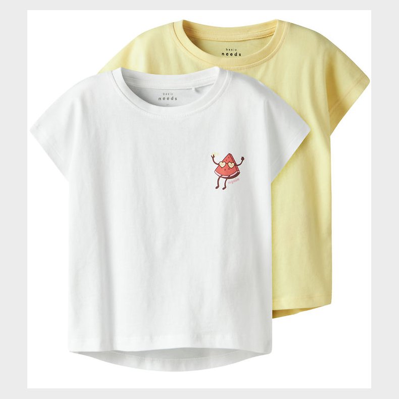 Name it T-shirt - 2 Pak - NmfVarutti - Lemon Meringue/Bright Wh