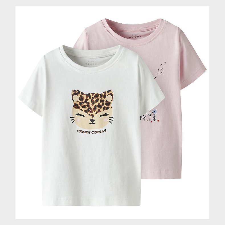 Name It T-shirt - 2-pak - NmfVanaya - Ballerina/Bright White