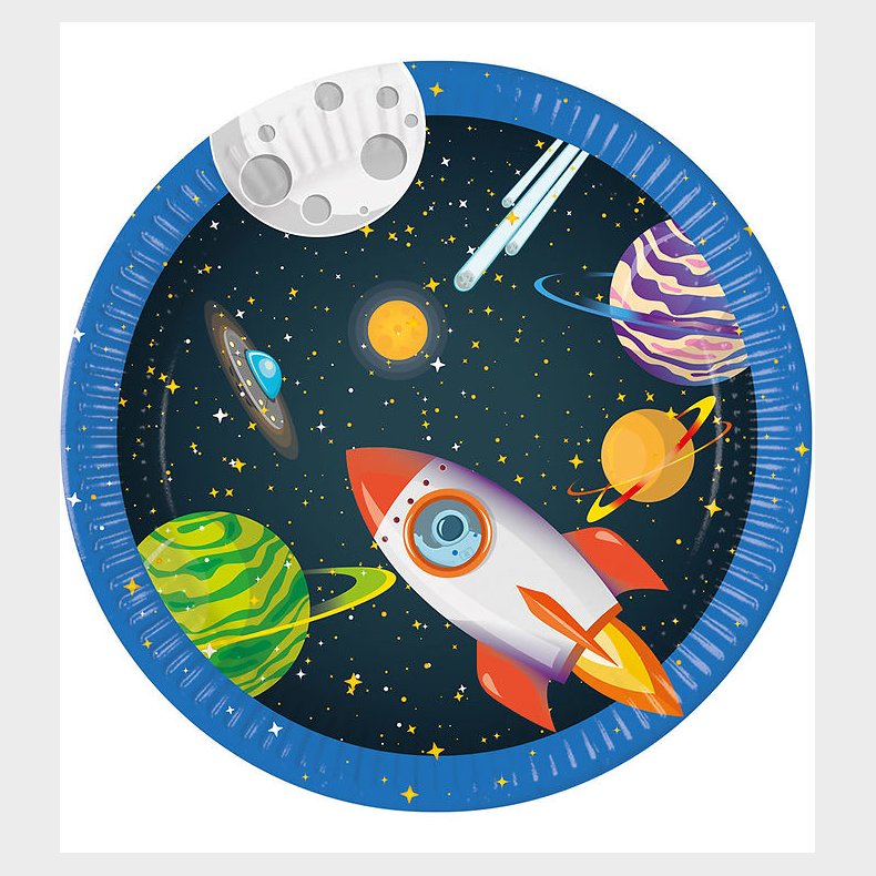 Decorata Party Paptallerkner - 8-pak - 23 cm - Rocket Space