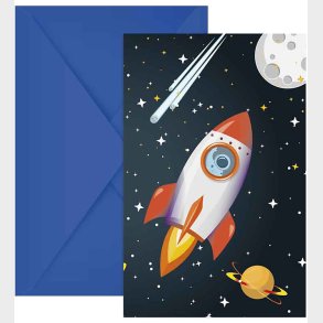 Decorata Party Invitationer - 6-pak - Rocket Space
