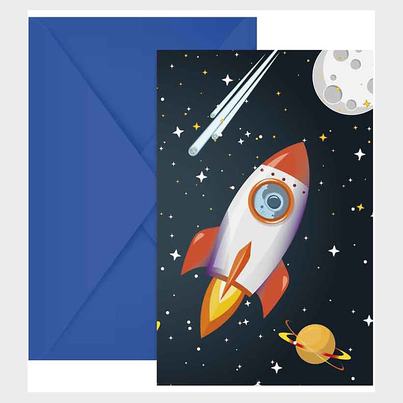 Decorata Party Invitationer - 6-pak - Rocket Space