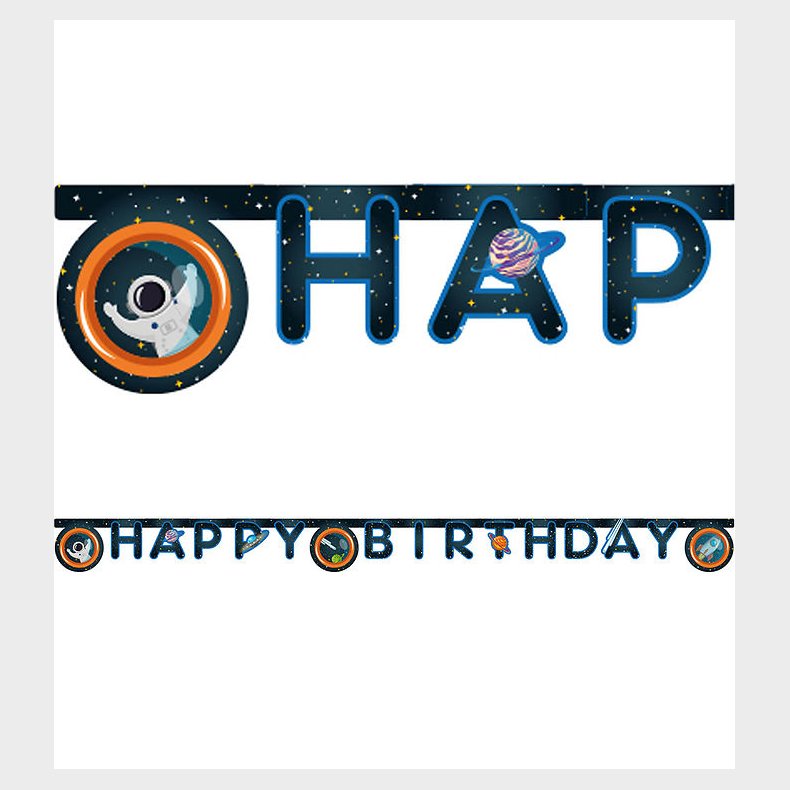 Decorata Party Happy Birthday Banner - Rocket Space