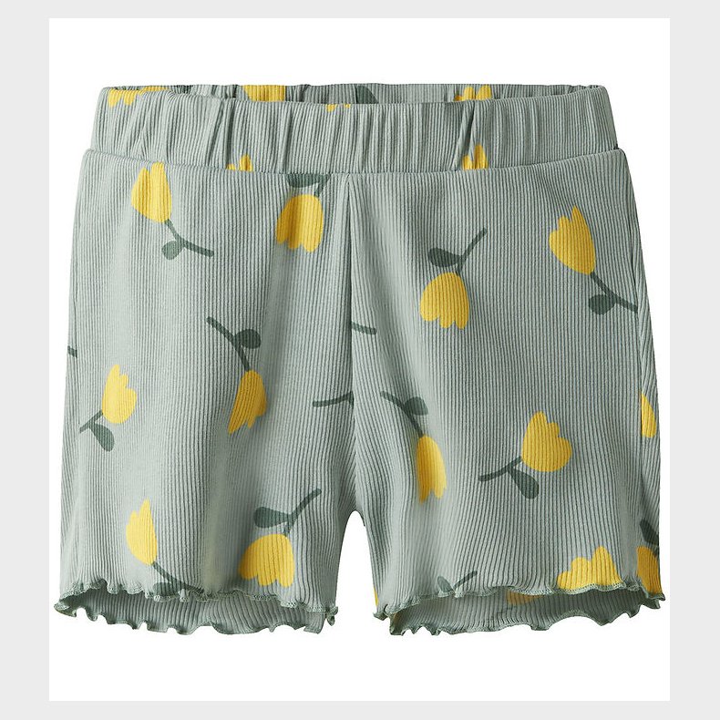Name It Shorts - Rib - NmfVemma - Aqua Gray/Lemon