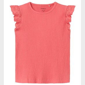 Name It T-shirt - Rib - NmfHalina - Spiced Coral m. Blonder
