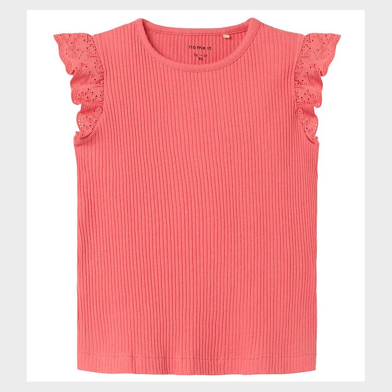 Name It T-shirt - Rib - NmfHalina - Spiced Coral m. Blonder