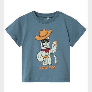 Name it T-shirt - NmmHuggi - Blue Mirage m. Print