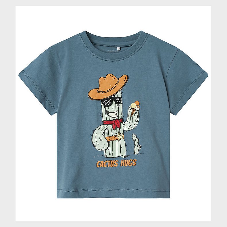 Name it T-shirt - NmmHuggi - Blue Mirage m. Print