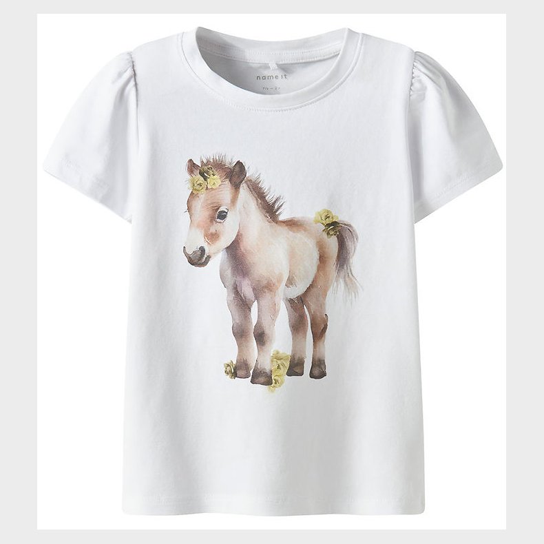 Name It T-shirt - NmfHani - Bright White m. Hest