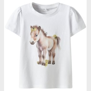 Name It T-shirt - NmfHani - Bright White m. Hest