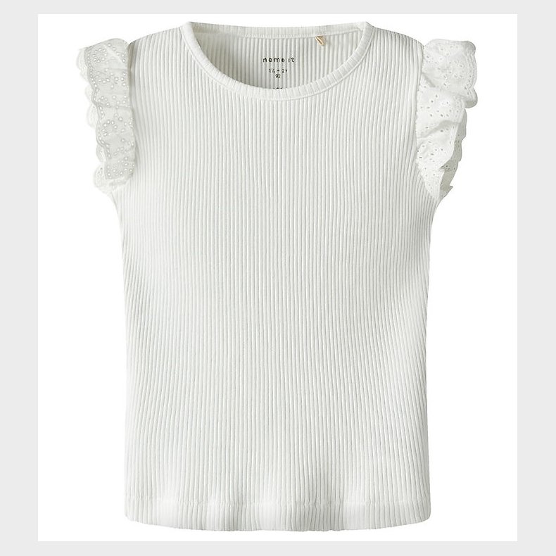 Name It T-shirt - Rib - NmfHalina - Bright White m. Blonder