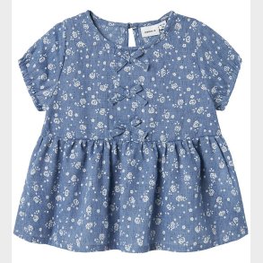 Name It T-shirt - NmfHagy - Bleached Denim m. Blomster