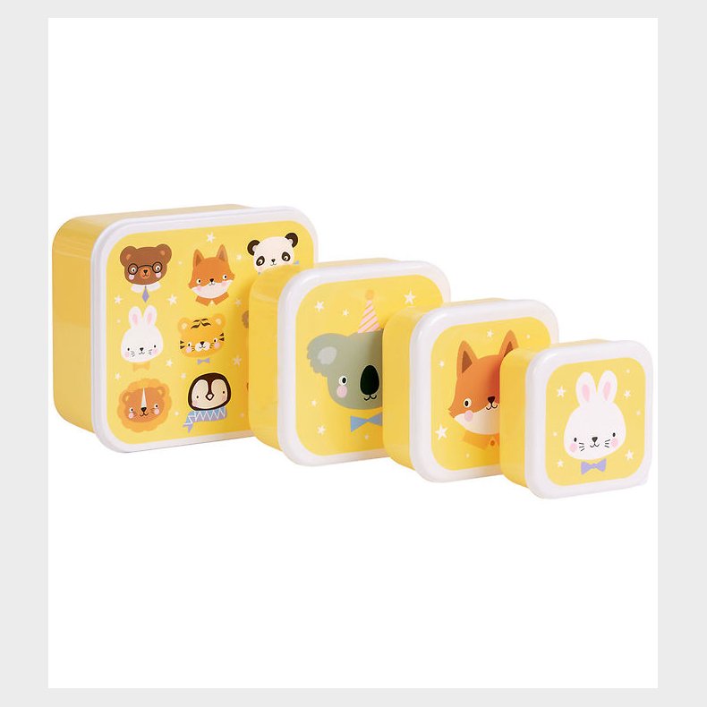 A Little Lovely Company Madkassest - 4 stk - Animal Friends